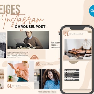 Instagram Carousel Posts für Canva — Beiges, Instagram Posts, IG Carousel Posts, Instagram Carousel Template, Canva Templates for Instagram