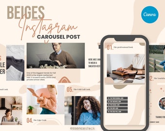 Instagram Carousel Posts for Canva — Beiges, Instagram Posts, IG Carousel Posts, Instagram Carousel Template, Canva Templates for Instagram