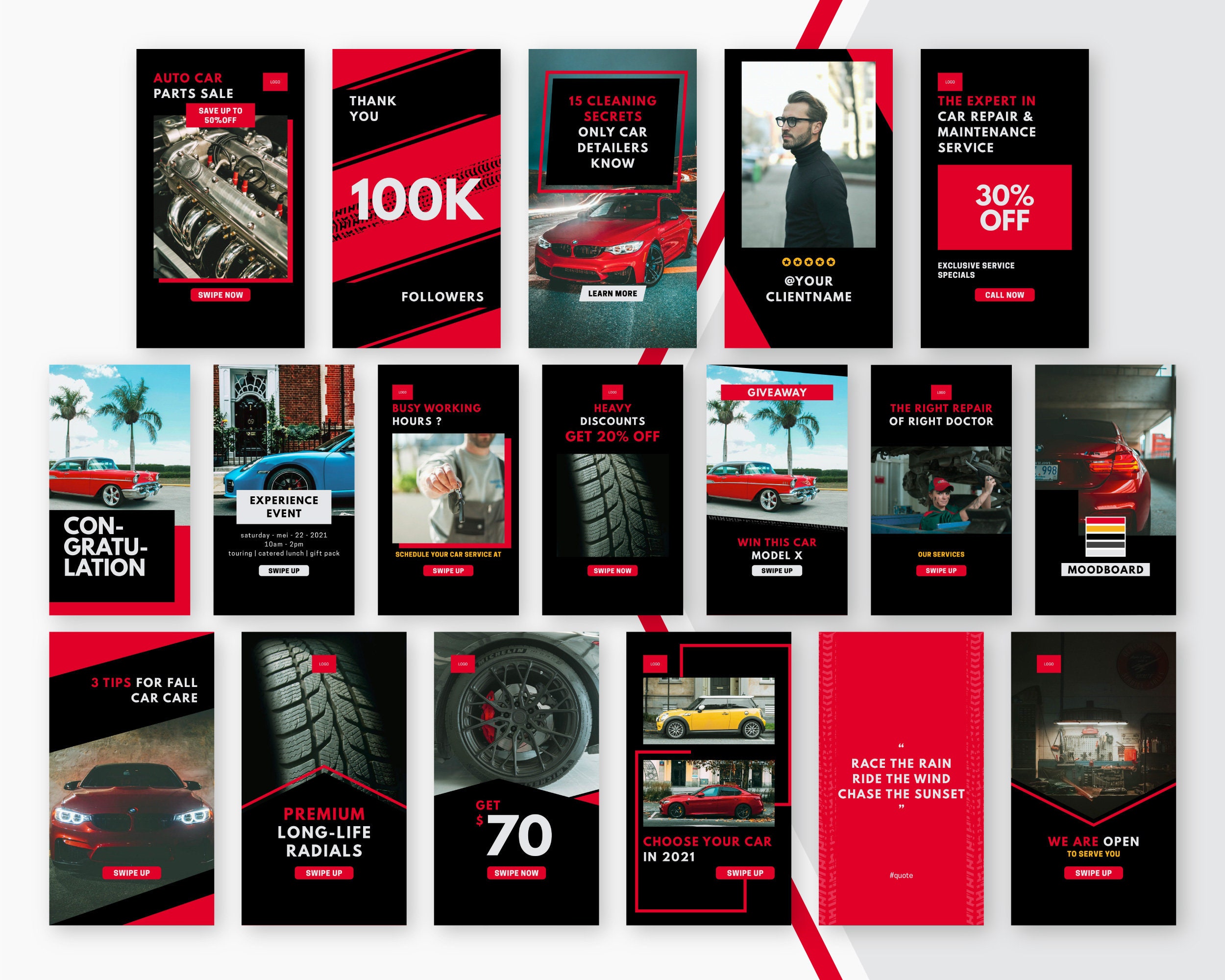 Auto Repair Instagram Story Automotive, Instastories Template for Car Wash, Spare Parts, Car