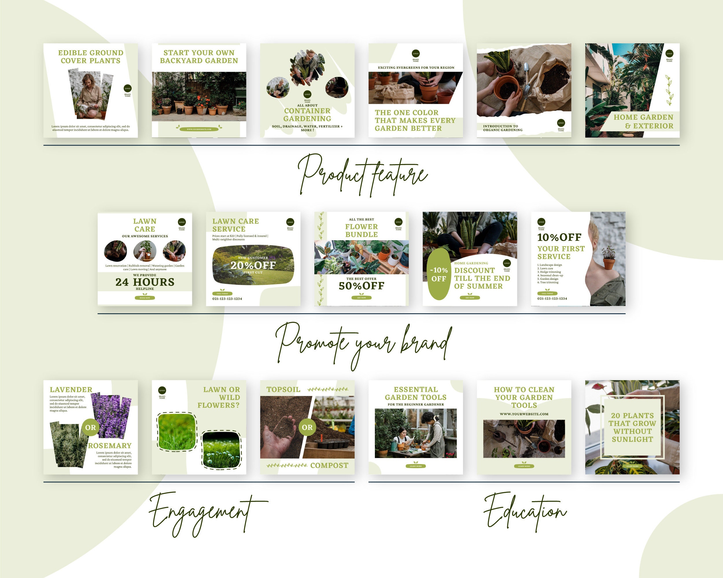 30+ Instagram Post Template Gardening, Nature Clean Canva Template for ...