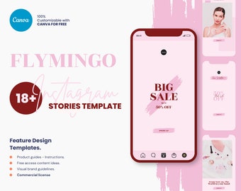 Plantilla para historias de Instagram — Flymingo, Historias de Instagram de belleza, Historias de Instagram con Canva, Instagram rosa, IG Canva, Cuidado de la piel, Maquillaje, Negocios