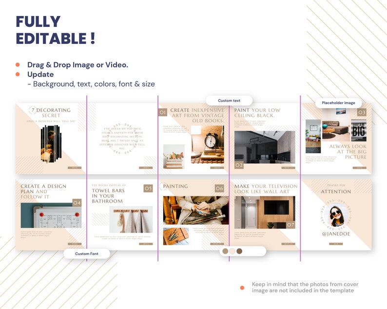 Instagram Carousel Posts for Canva — Deco, Interior Instagram Template ...