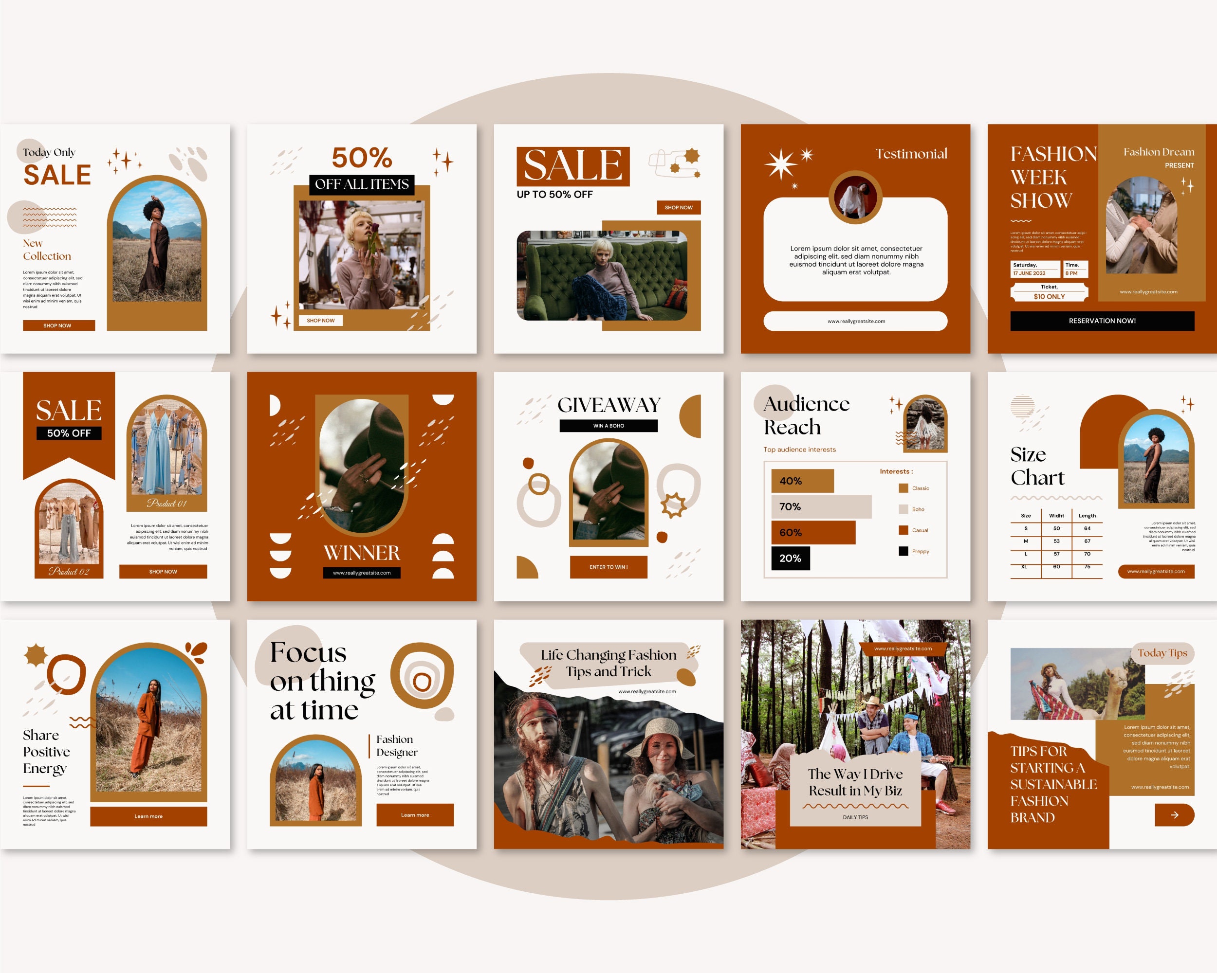 Boho Instagram Post Templates, Fashion Canva Templates, Boho Quotes for ...