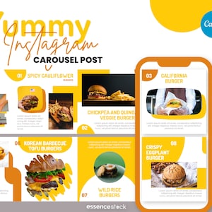 Instagram テンプレート フード カルーセル — おいしい、Canva カルーセル テンプレート、Instagram カルーセル投稿、IG フィード、Ig テンプレート、Canva フード、レストラン