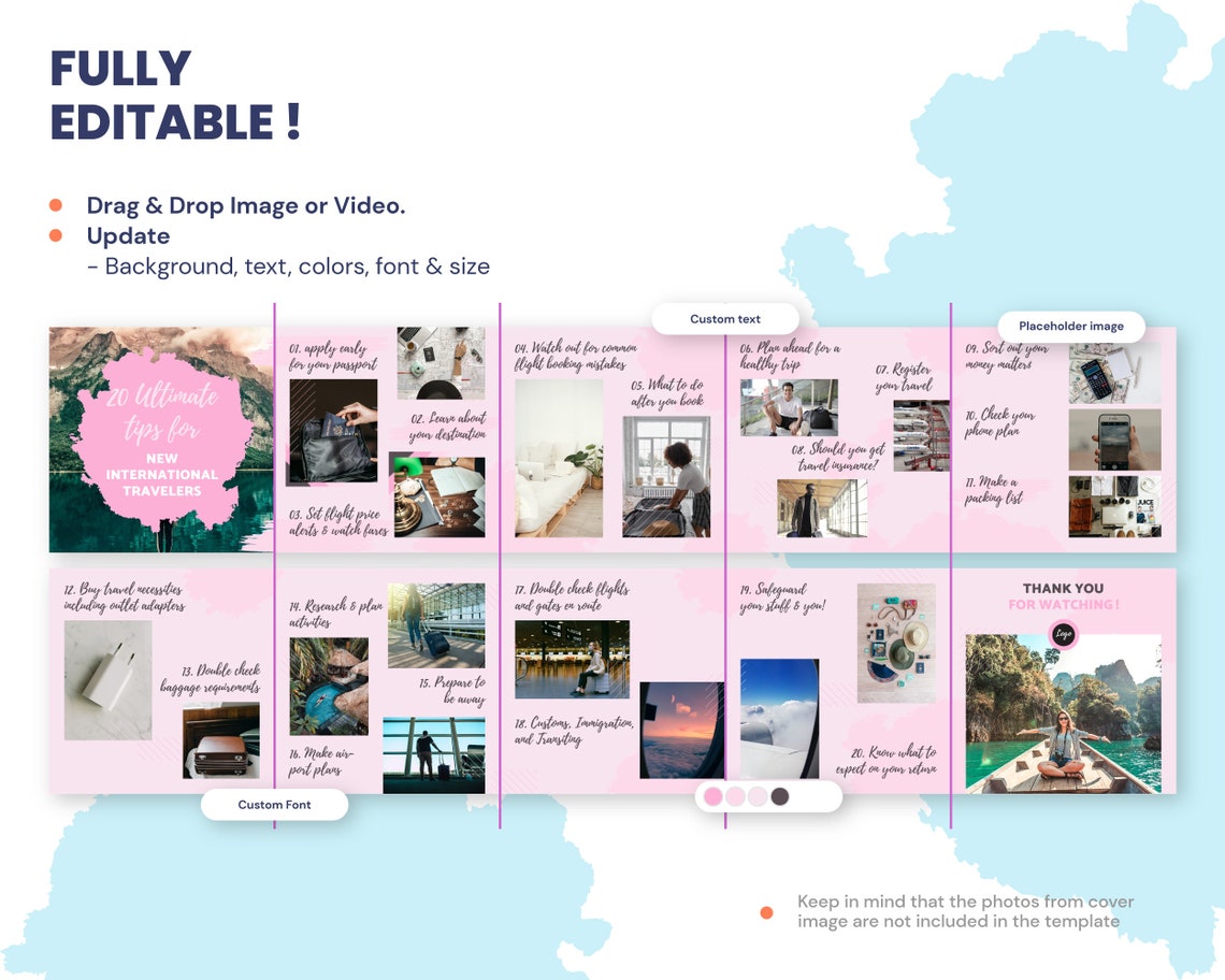 Instagram Carousel Posts for Canva — Maldive, Travel Instagram Post ...