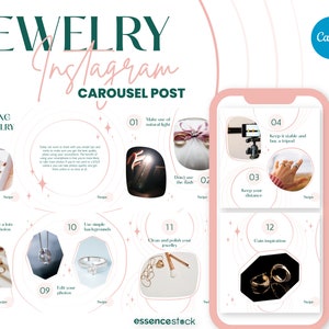 Instagram Carousel — Jewelry, Canva Carousel Template for Jewelry Business, Instagram Post Templates, IG Feed, Editable Canva, Social Media