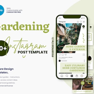 30+ Instagram Post Template Gardening, Nature Clean Canva Template For Social Media Branding, Plant & Garden Shop Marketing Strategy