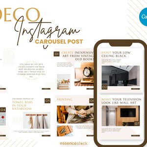Instagram Carousel Posts for Canva — Deco, Interior Instagram Template, Aesthetic Design, Interior Designer, Home Decor Template, Branding