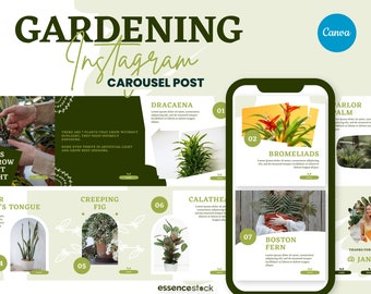 Nature Instagram Carousel Template, Green Fresh Instagram, Canva Templates, Garden Post, Social Media Content Marketing, Engagement Booster