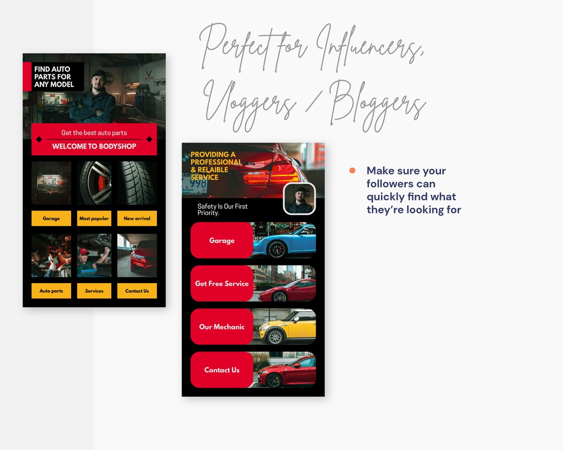 Link in Bio Template — Automotive, Canva Instagram Bio Link for Auto ...