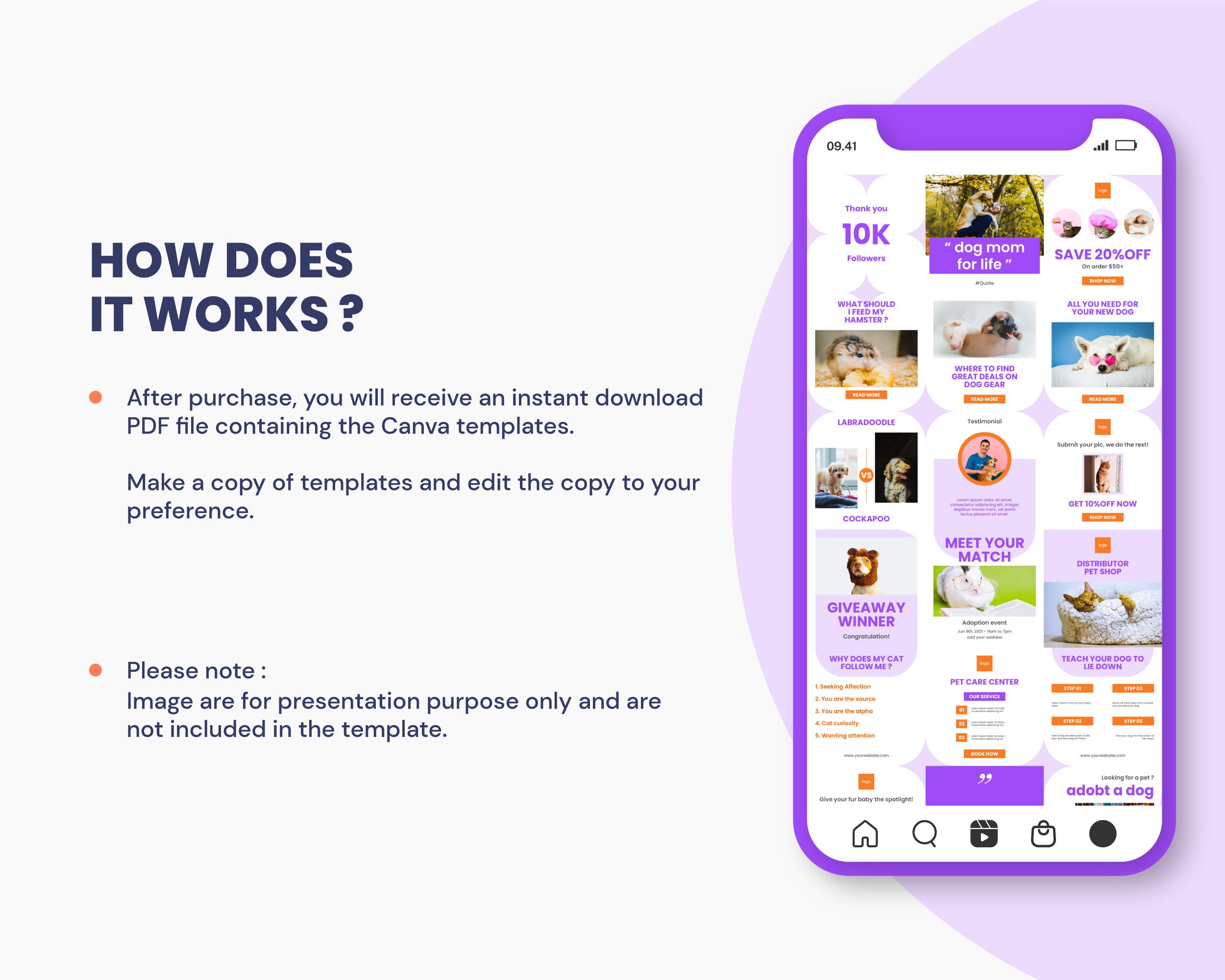 PETS ENGAGEMENT BOOSTER Instagram Post Template — Pet Shop, Purple ...