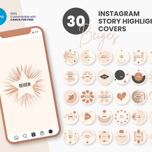 Instagram Highlight Covers for Fashion Business, Canva Instagram Story Highlight Icons, Beige Instagram Highlight Covers, Abstract Boho