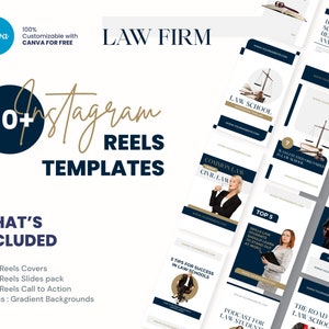 LAWYER INSTAGRAM REELS + Covers, Instagram Video Engagement Template, Professional Ig Attorney Lawyer Law Office Firm with Editable Canva