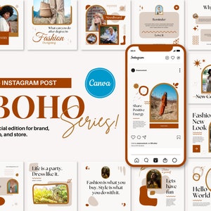 Boho Instagram Post Templates, Fashion Canva Templates, Boho Quotes for Instagram, Neutral Social Media Templates Canva, Coaches, Blogger