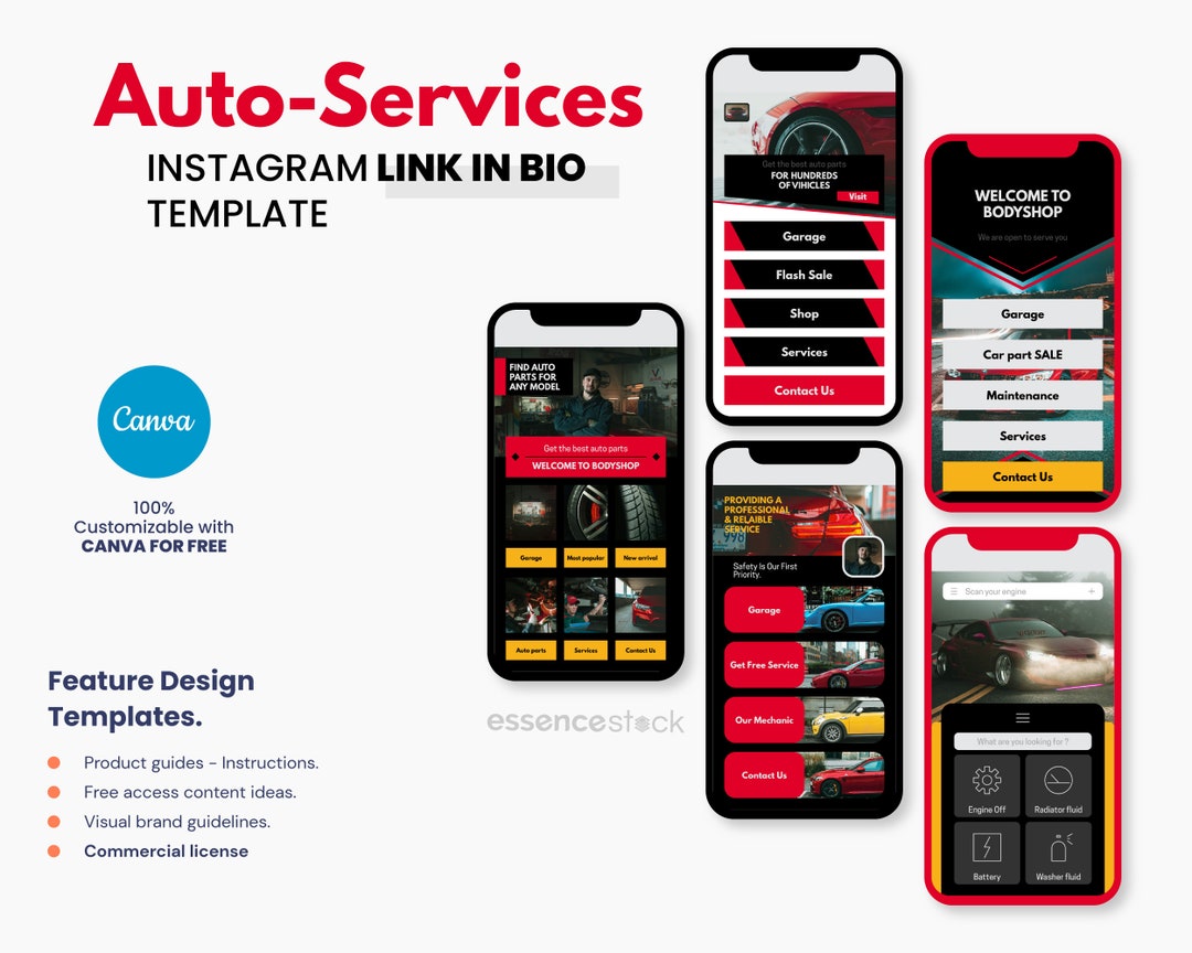 Link in Bio Template — Automotive, Canva Instagram Bio Link for Auto ...