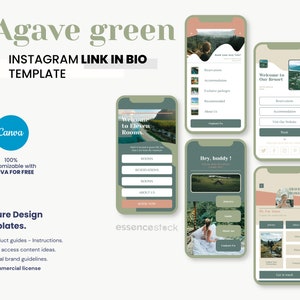 5+ Bio Link Template Agave, Canva Mini Website Template for Social Media Profile, Instagram Link in Bio Template, Travel Brand Landing Page