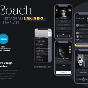 Instagram Landing Page — Coach, Instagram Link in Bio, Bio Link Mini Website, Canva Template for Personal Branding Coaches, IG Link in Bio