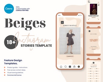 Fashion Instagram Story Template, Canva Templates, Social Media Stories, Content Creator, Brand Marketing, Beige Instagram, Fashion Blogger