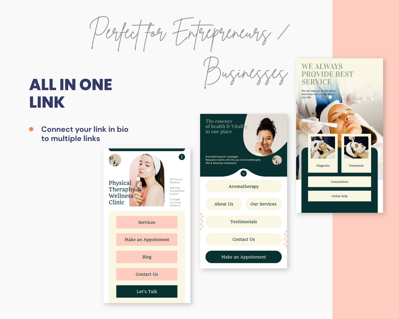 Instagram Link in Bio Template Canva — Senses, Instagram Landing Page ...