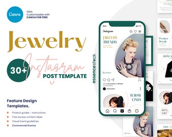 Jewelry Instagram Templates, Instagram Post Template for Jewellery