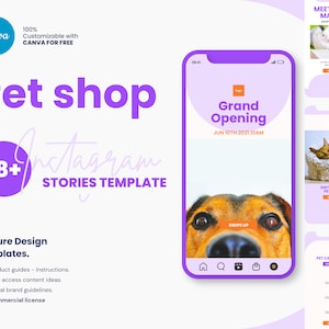 Pets Instagram Story Template — Pet Shop, Social Media Posts for Dog and Pet Business, Instagram Content, Pet Quote Template, Canva Template