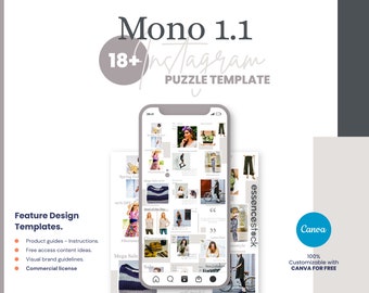 Instagram Puzzle Template — Mono 1.1, Minimal & Aesthetic Canva Puzzle Template For Social Media Branding, Clothing Brand Marketing Strategy