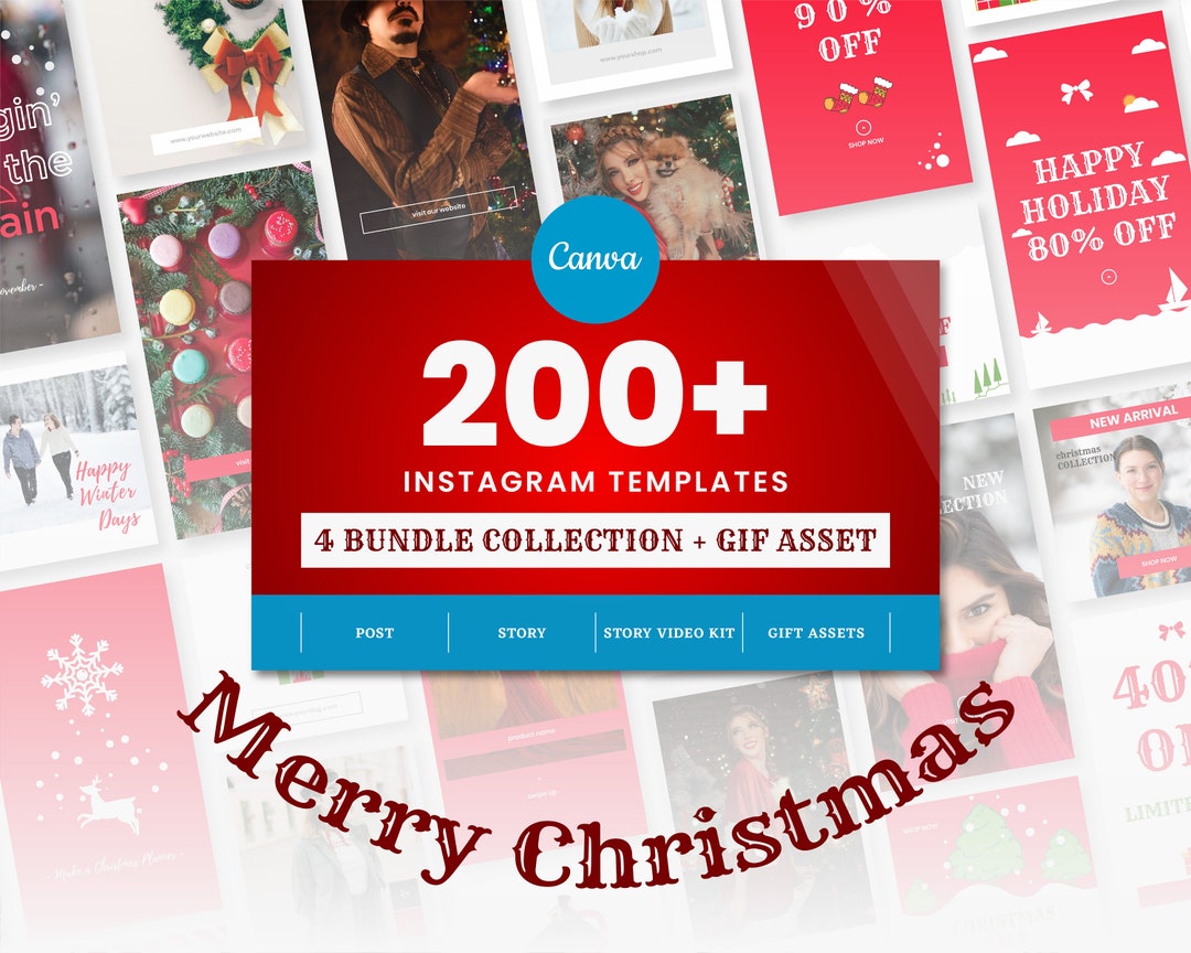 Christmas Instagram Template BUNDLE, Template Pack for Instagram Post ...