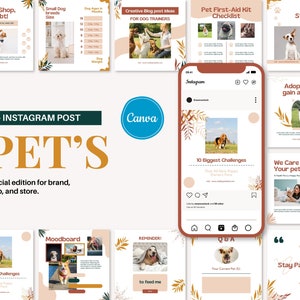 PETS INSTAGRAM TEMPLATE, Social Media Posts for Dog and Pet Business, Pets Grooming Business and Pet Bloggers, Engagement Booster, Ig Posts