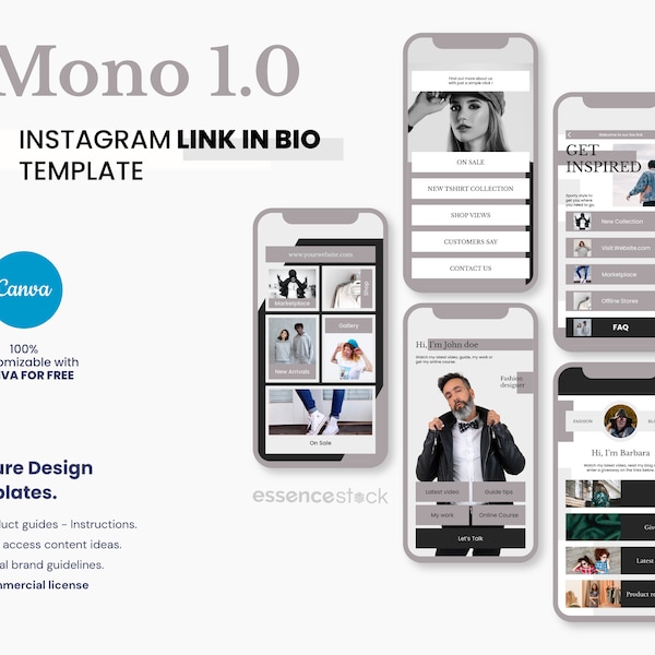 Link in Bio Template — Mono 1.0, Clean Canva Bio Link, Instagram Landing Page, Biolink Website, Instagram Linktree for Social Media Branding