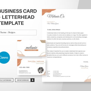 Modello di biglietto da visita e carta intestata per la moda, canva di design semplice e astratto per biglietti da visita, canva modificabile per carta intestata A4, download istantaneo