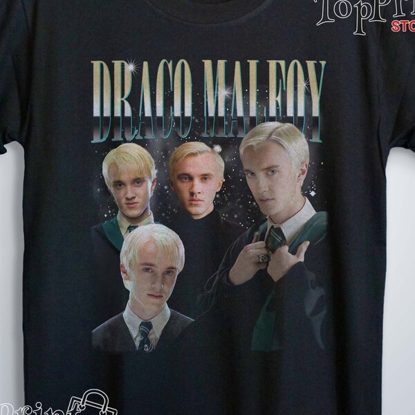 Limited Draco Malfoy Vintage T-Shirt, Graphic Unisex T-shirt, Retro 90's Fans Homage T-shirt, Gift For Women and Men