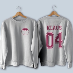Maglietta Klaus Hargreeves Maglione Klaus Robert Sheehan Numero quattro 4 Felpa unisex 2 lati