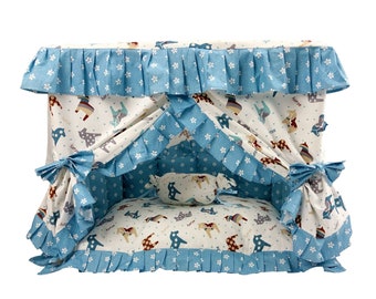 Dog Bungalow Pet Bed - Blue