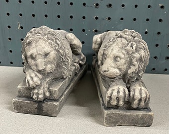 Resting Vatican Canova Lion Bookends Vintage Reproduction Home Accent Decor