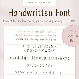 Handwritten Font for GoodNotes | Digital Note Taking Font | Student Journaling Font | TTF OTF Procreate Canva Font | Instant Download