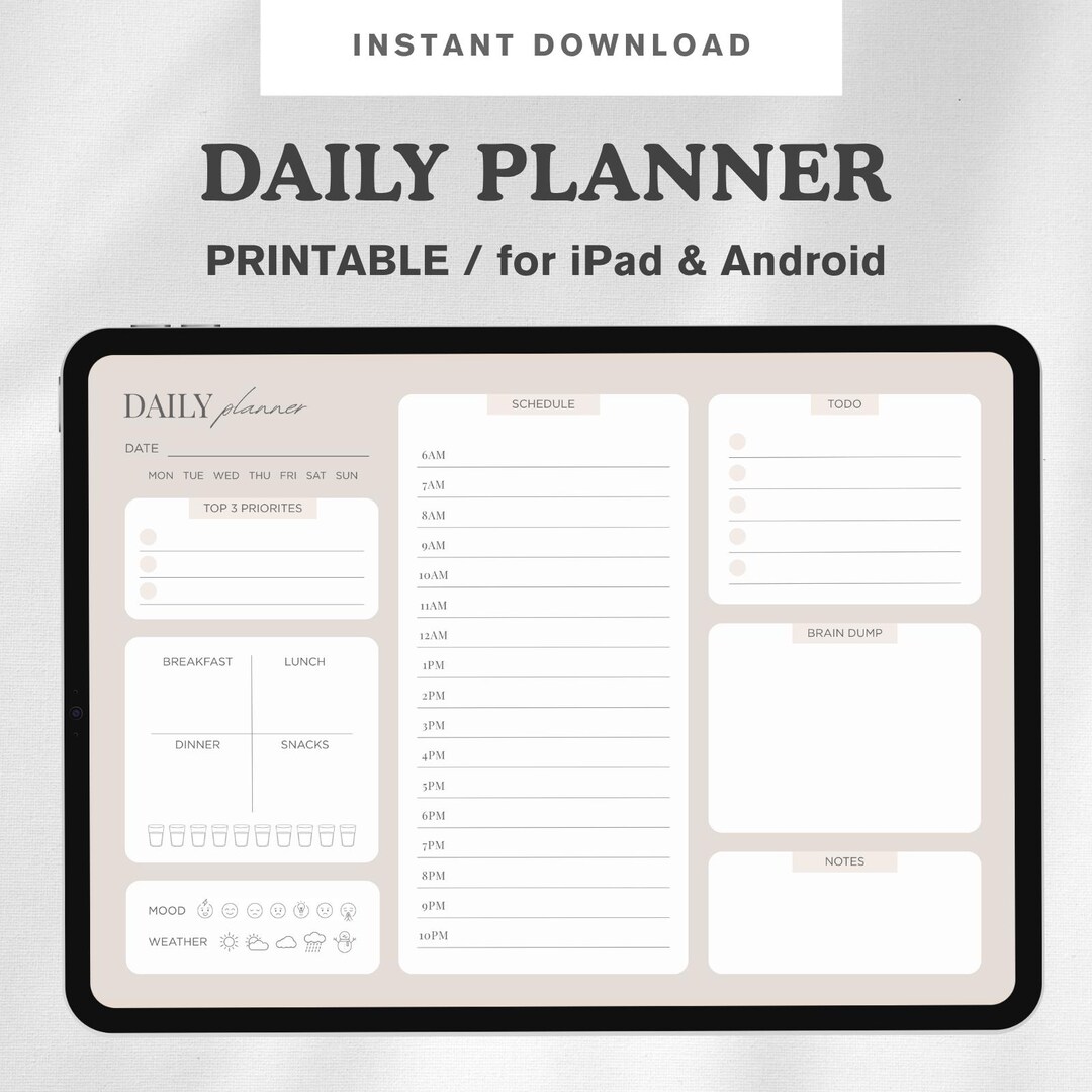 Minimal Daily Planner Template – Printable PDF & PNG – Pastel Colors ...