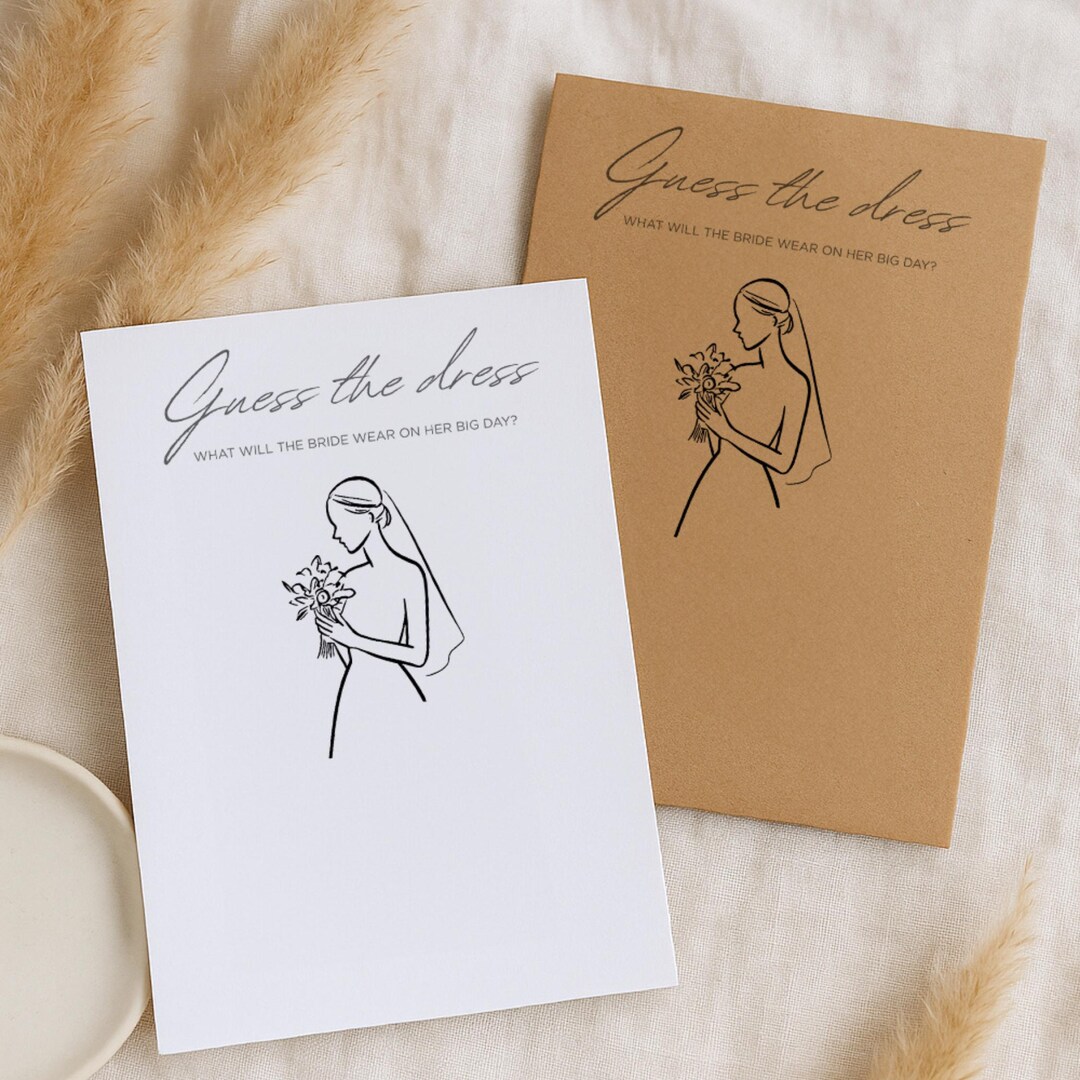 Guess the Dress Bridal Shower Game Printable Minimal Kraft Paper Rustic ...