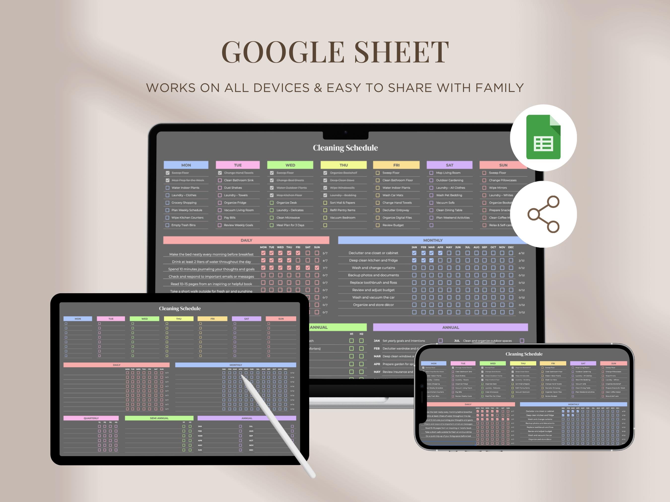 Editable Cleaning Schedule | Google Sheets Cleaning Planner | Weekly ...