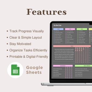 Digital To-do List Google Sheets Template Daily Weekly Monthly Annually ...