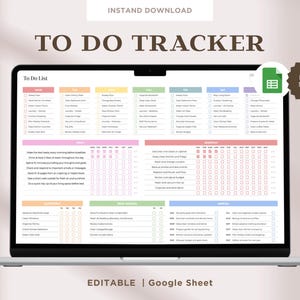 Digital To-Do List Google Sheets Template Daily Weekly Monthly Annually Task Tracking Spreadsheet Checklist Checkboxes Instant Download