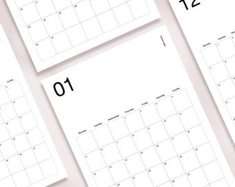 2026年カレンダー＆2027年カレンダー｜印刷可能｜デジタルダウンロード｜日曜始まり、月曜始まり｜A3、A4、A5、レターサイズ｜PDF、PNG｜ミニマルデザイン