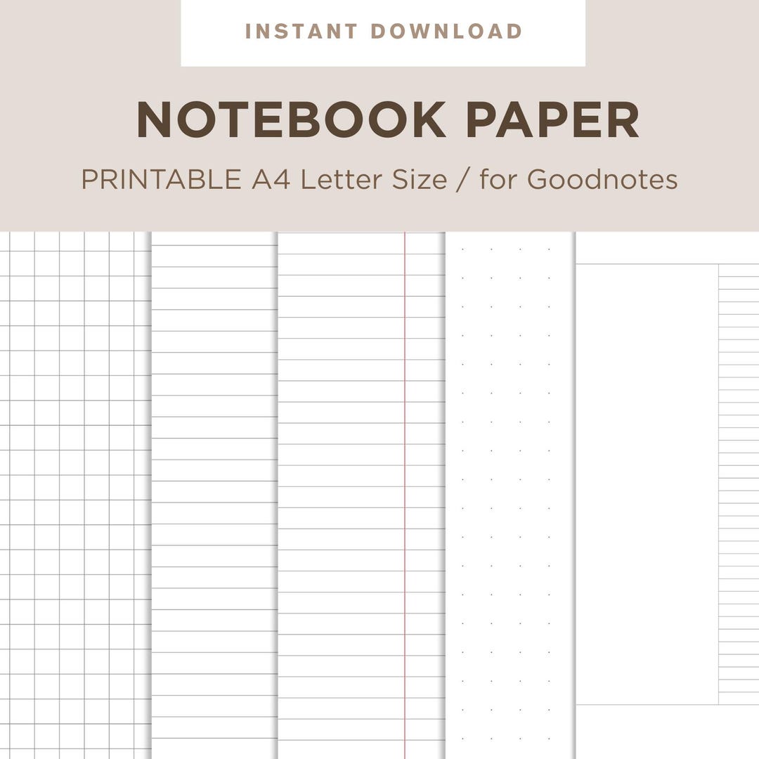 Notebook Paper Pack Templates Printable | Lined, Dot & Grid Paper for ...