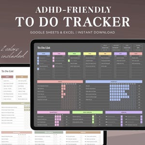 ADHD-friendly To Do List Template Google Sheets & Excel | Simple Task Organizer | Minimalist Productivity Tracker