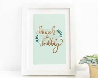8"x10" Digital Download Hand Lettered "Brunch & Bubbly" Shower Sign