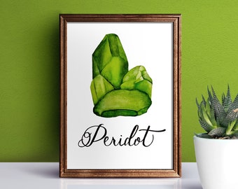 8"x10" Watercolor Peridot Crystal [Digital Download]