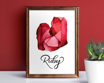 8"x10" Watercolor Ruby Crystal [Digital Download]