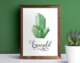 8"x10" Watercolor Emerald Crystal [Digital Download]