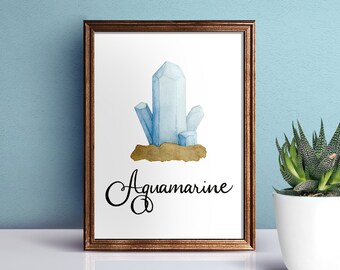 8"x10" Watercolor Aquamarine Crystal [Digital Download]