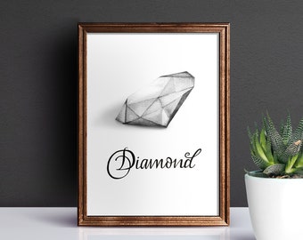 8"x10" Watercolor Diamond Birthstone [Digital Download]