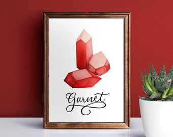 8"x10" Watercolor Garnet Crystal [Digital Download]